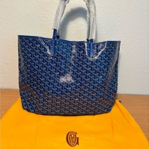 Blue goyardd Patterned Tote Bag